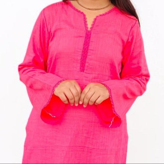 Hot Pink Co-ord Set – Uttara Attire Luxury Cotton Linen