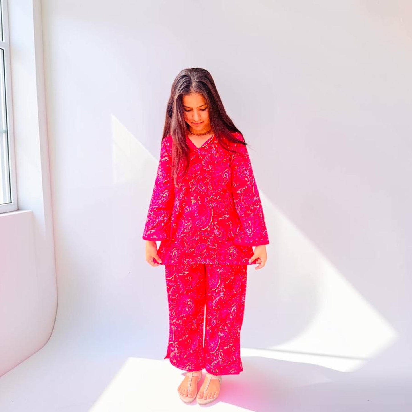 Vibrant Pink Hakoba Co-Ord Set