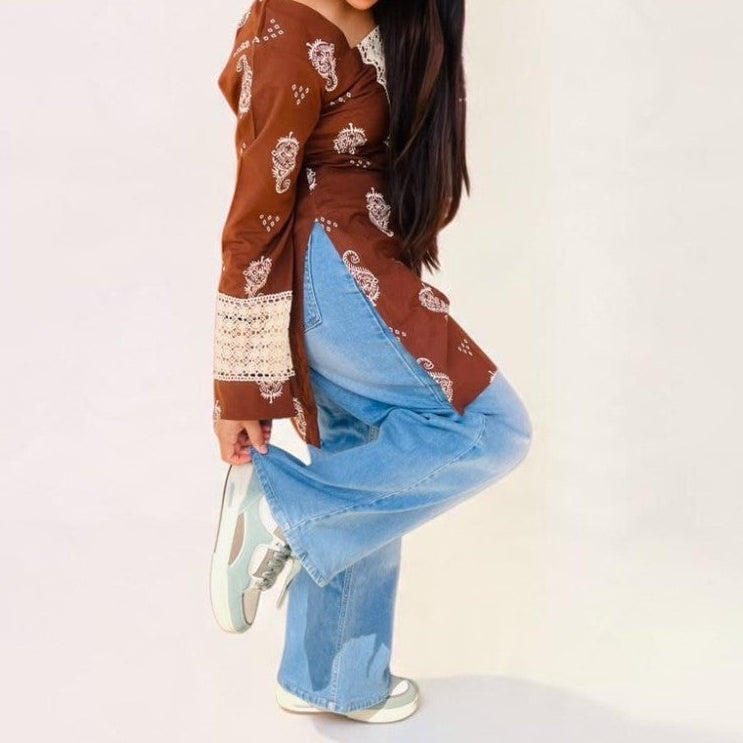 Earthy Bloom Cotton Short Kurti
