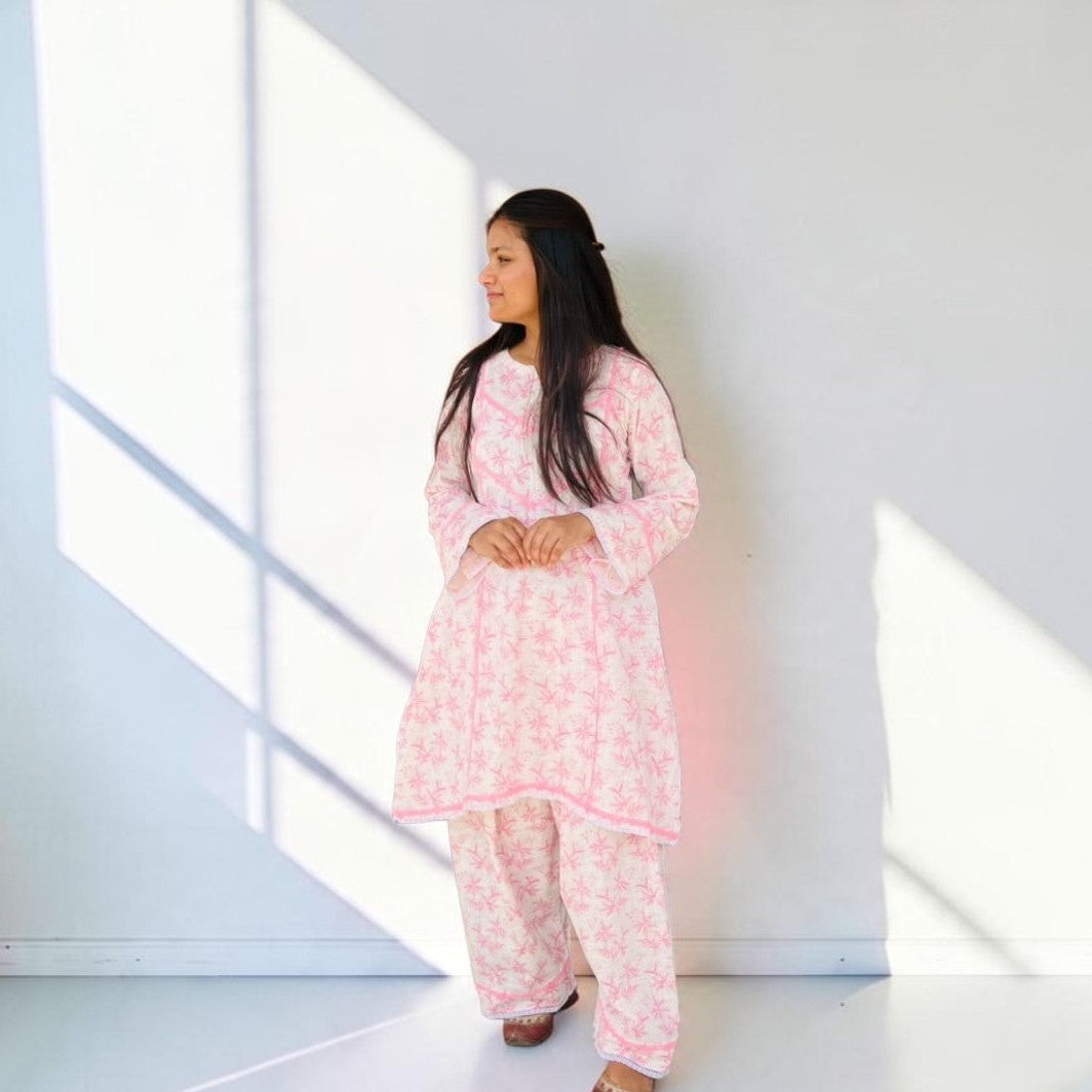 Blossom Pink Linen Farshi Co-Ord Set