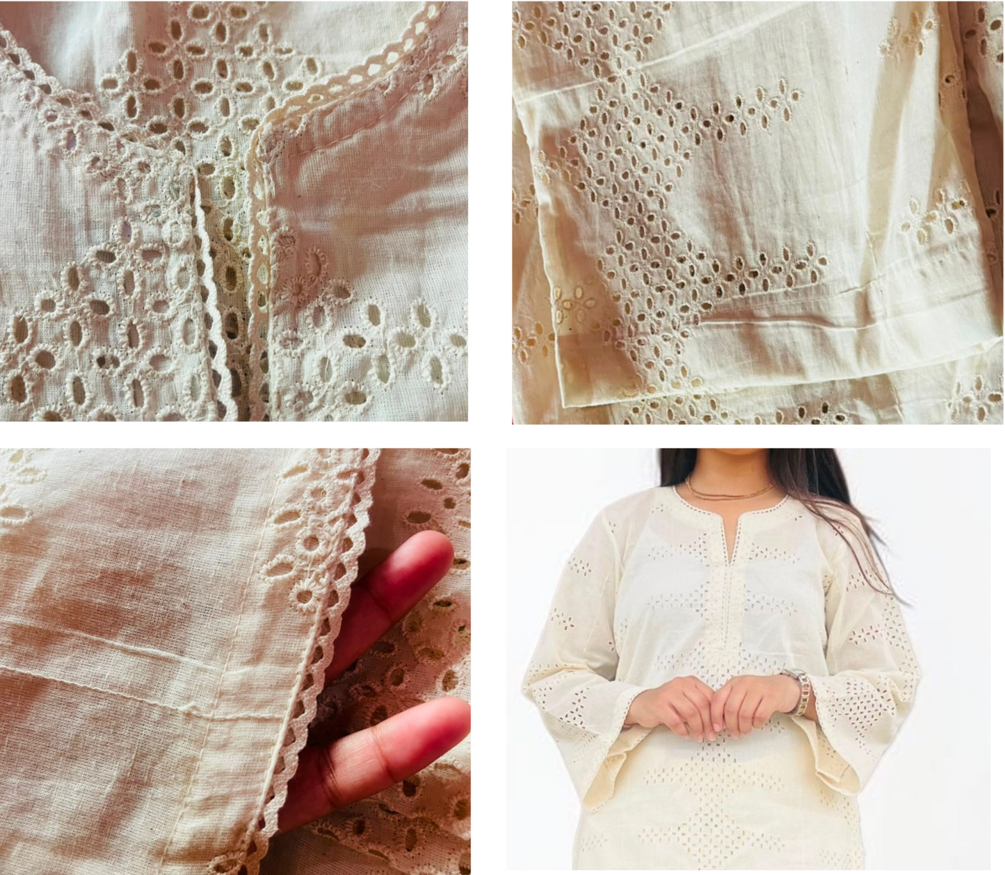 Elegant Off-White Pure Cotton Hakoba Co-ord Set