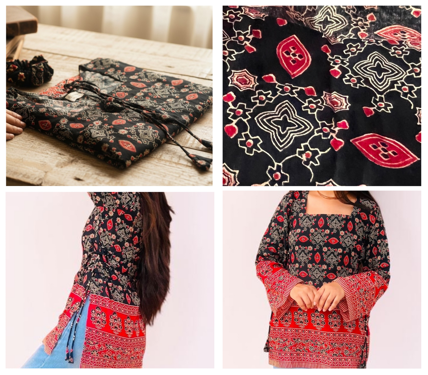 Ethnic Ajrakh Print Cotton Short Kurti