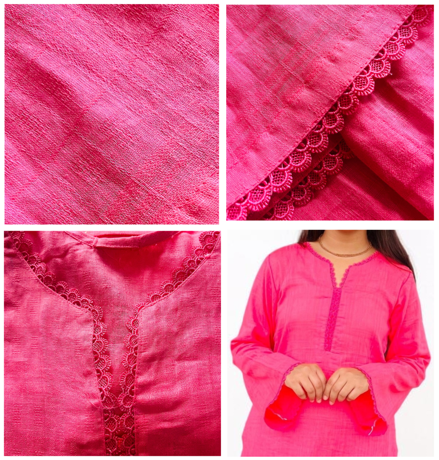 Hot Pink Co-ord Set – Uttara Attire Luxury Cotton Linen