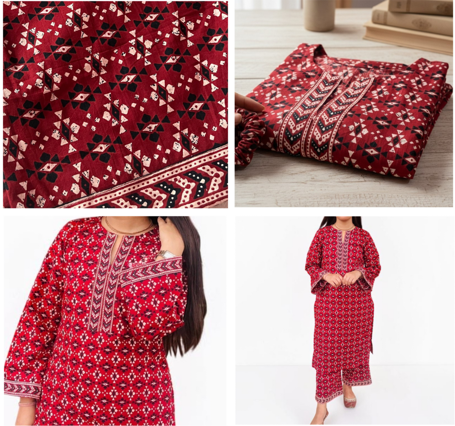 Maroon Pure Cotton Ethnic Printed Co-ord Set