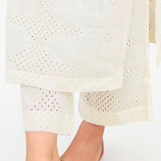 Elegant Off-White Pure Cotton Hakoba Co-ord Set