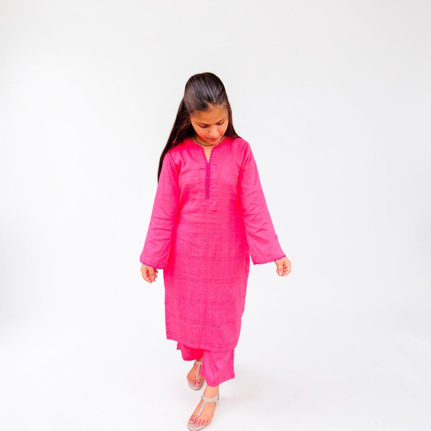 Hot Pink Co-ord Set – Uttara Attire Luxury Cotton Linen