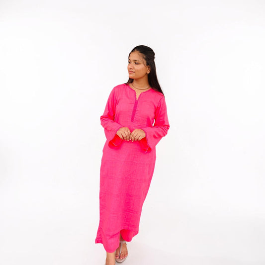 Hot Pink Co-ord Set – Uttara Attire Luxury Cotton Linen