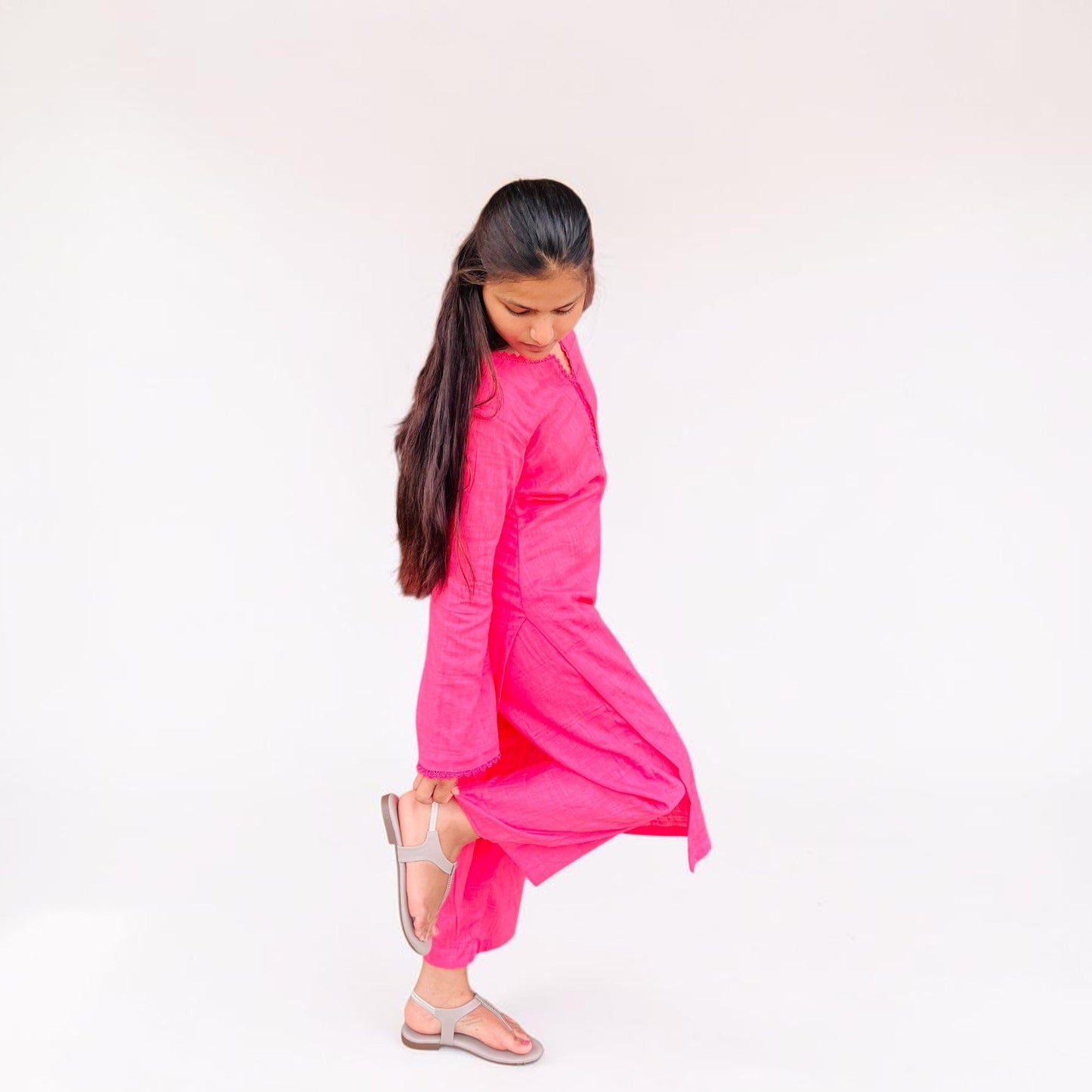 Hot Pink Co-ord Set – Uttara Attire Luxury Cotton Linen