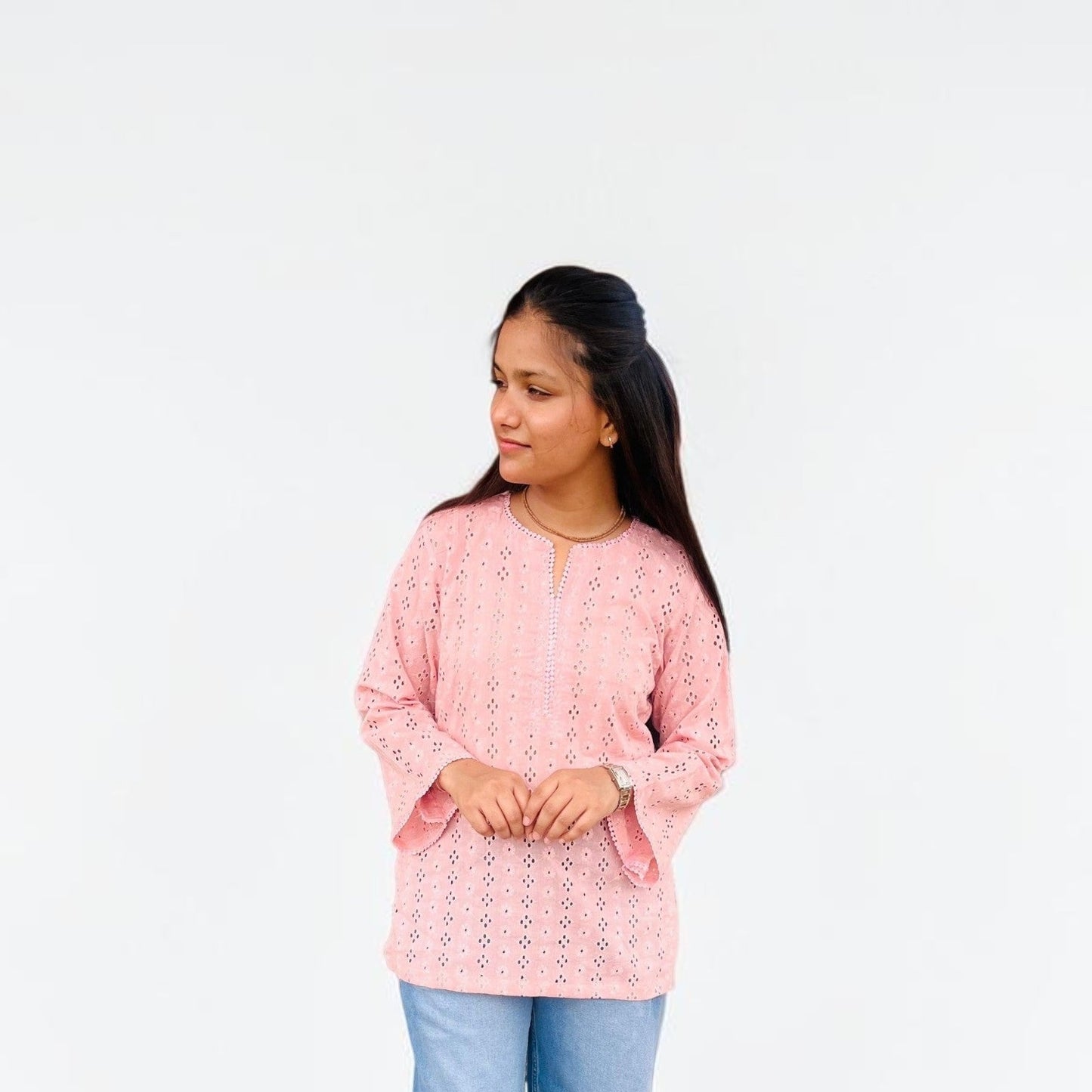 Pure Cotton Hakoba Embroidery Short Kurti