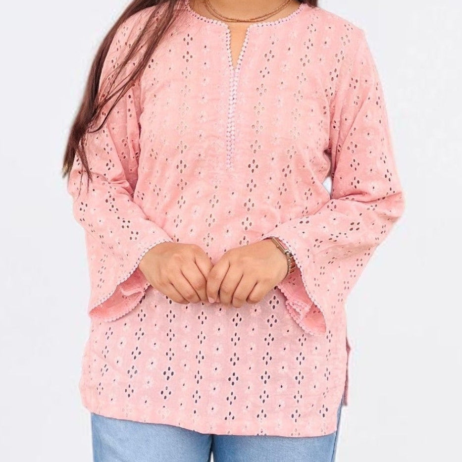 Pure Cotton Hakoba Embroidery Short Kurti
