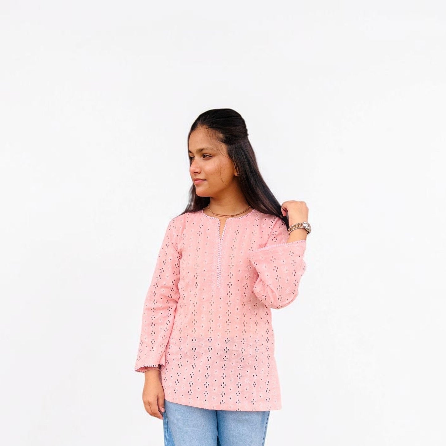 Pure Cotton Hakoba Embroidery Short Kurti