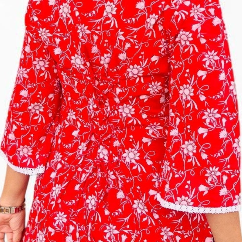 Floral Print Pure Cotton Tie-Back Short Kurti