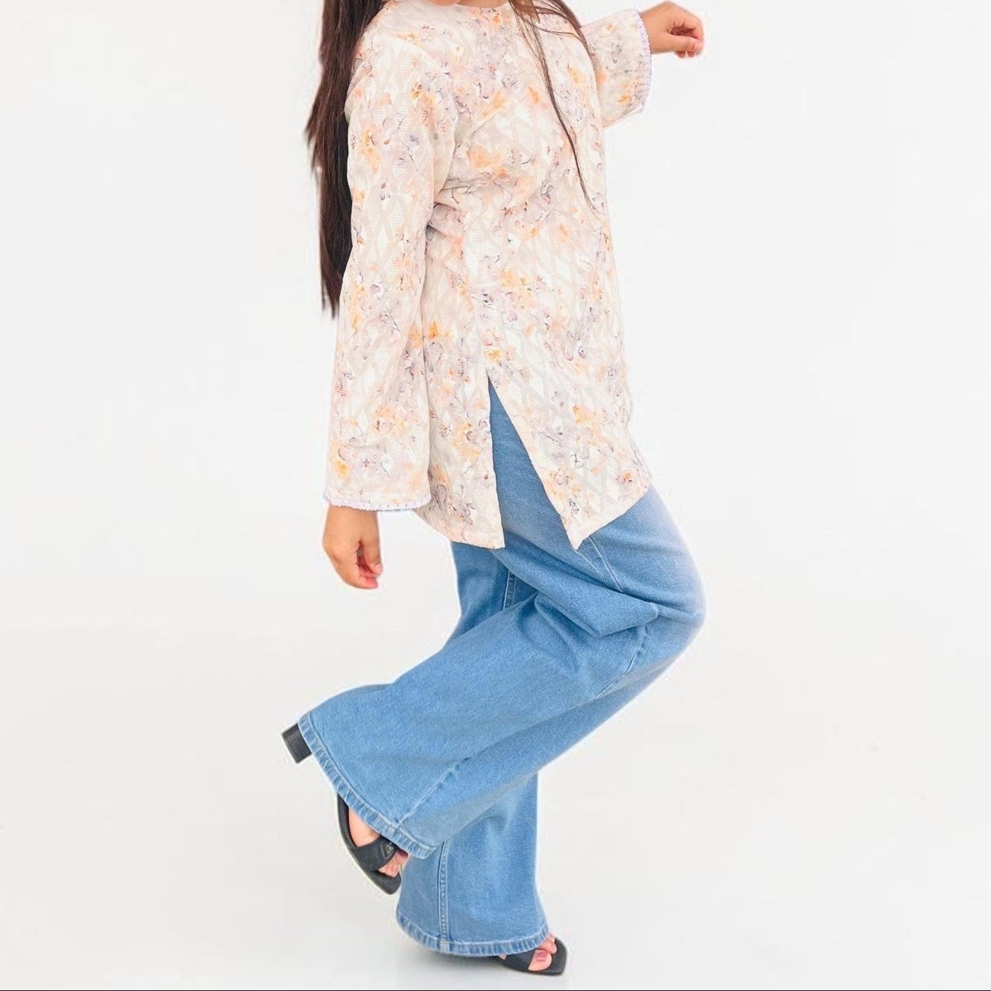 Pure Cotton Pastel Floral Short Kurti