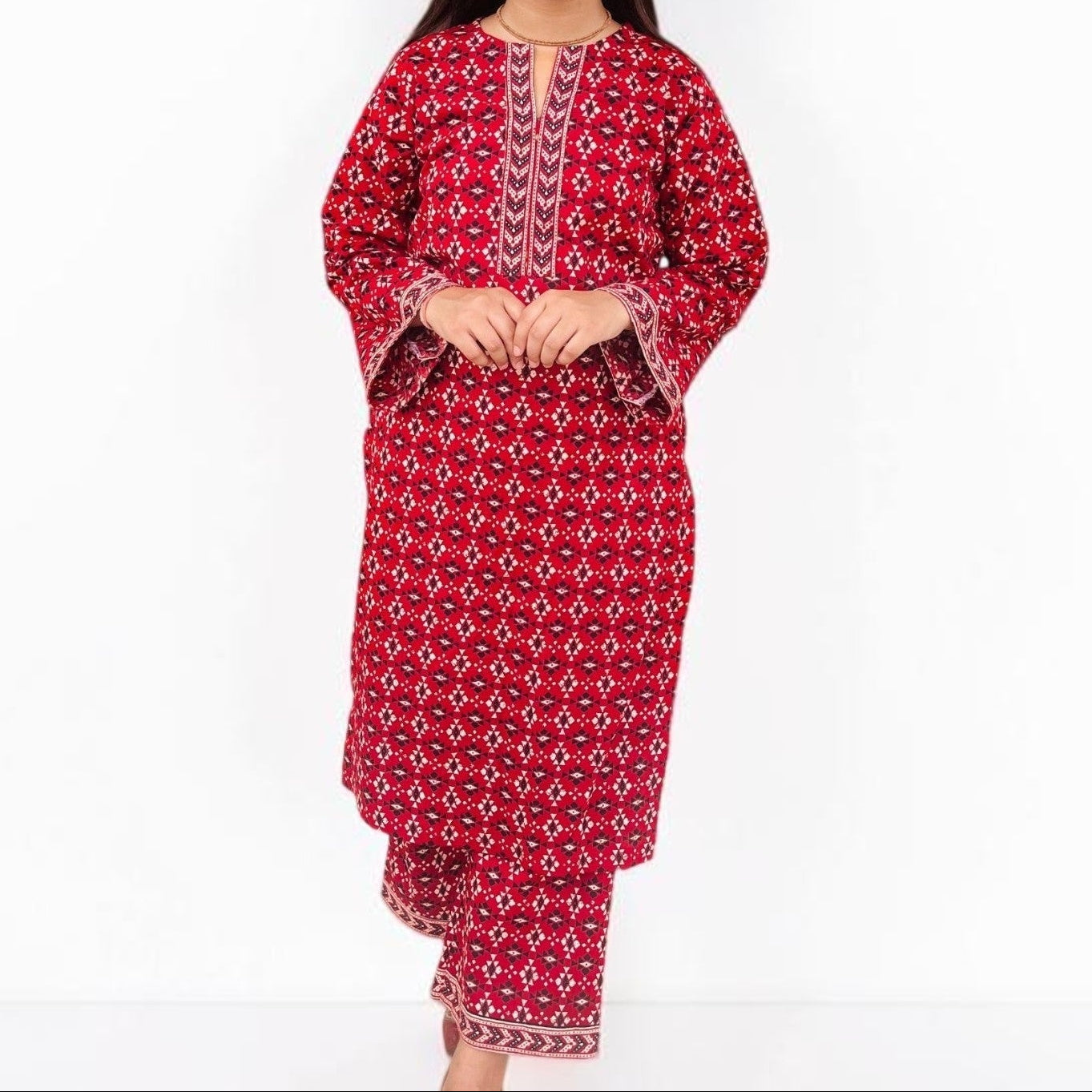 Maroon Pure Cotton Ethnic Printed Co-ord Set