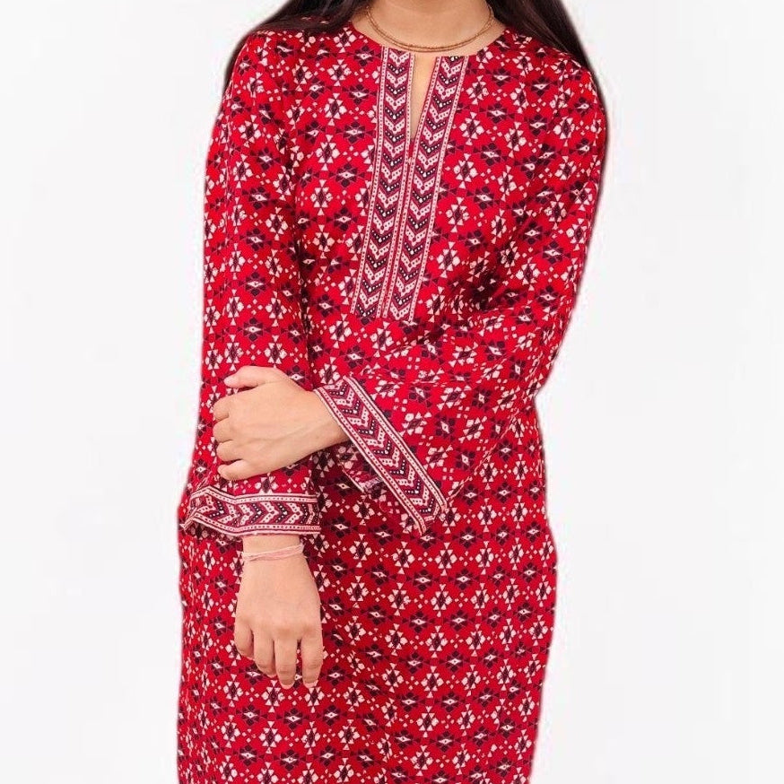 Maroon Pure Cotton Ethnic Printed Co-ord Set