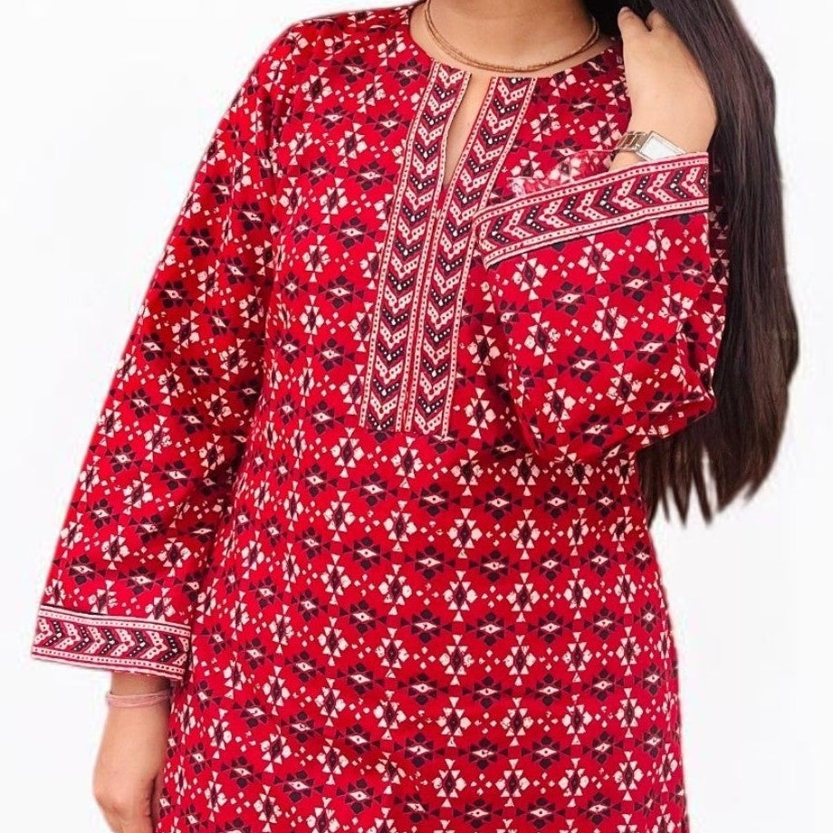Maroon Pure Cotton Ethnic Printed Co-ord Set