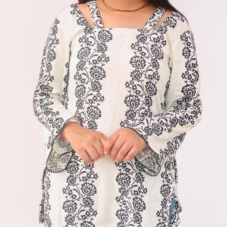 Chic Floral Soft Cotton Short Kurti