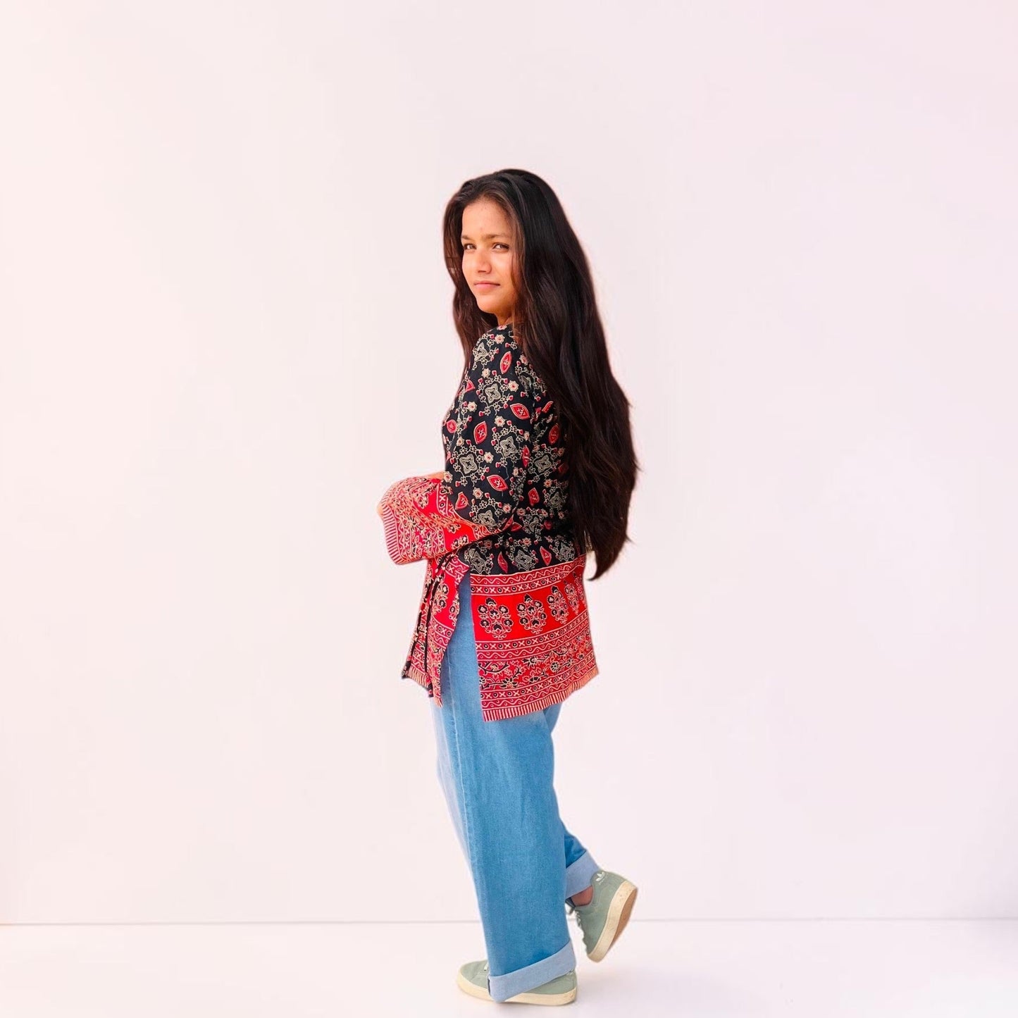 Ethnic Ajrakh Print Cotton Short Kurti