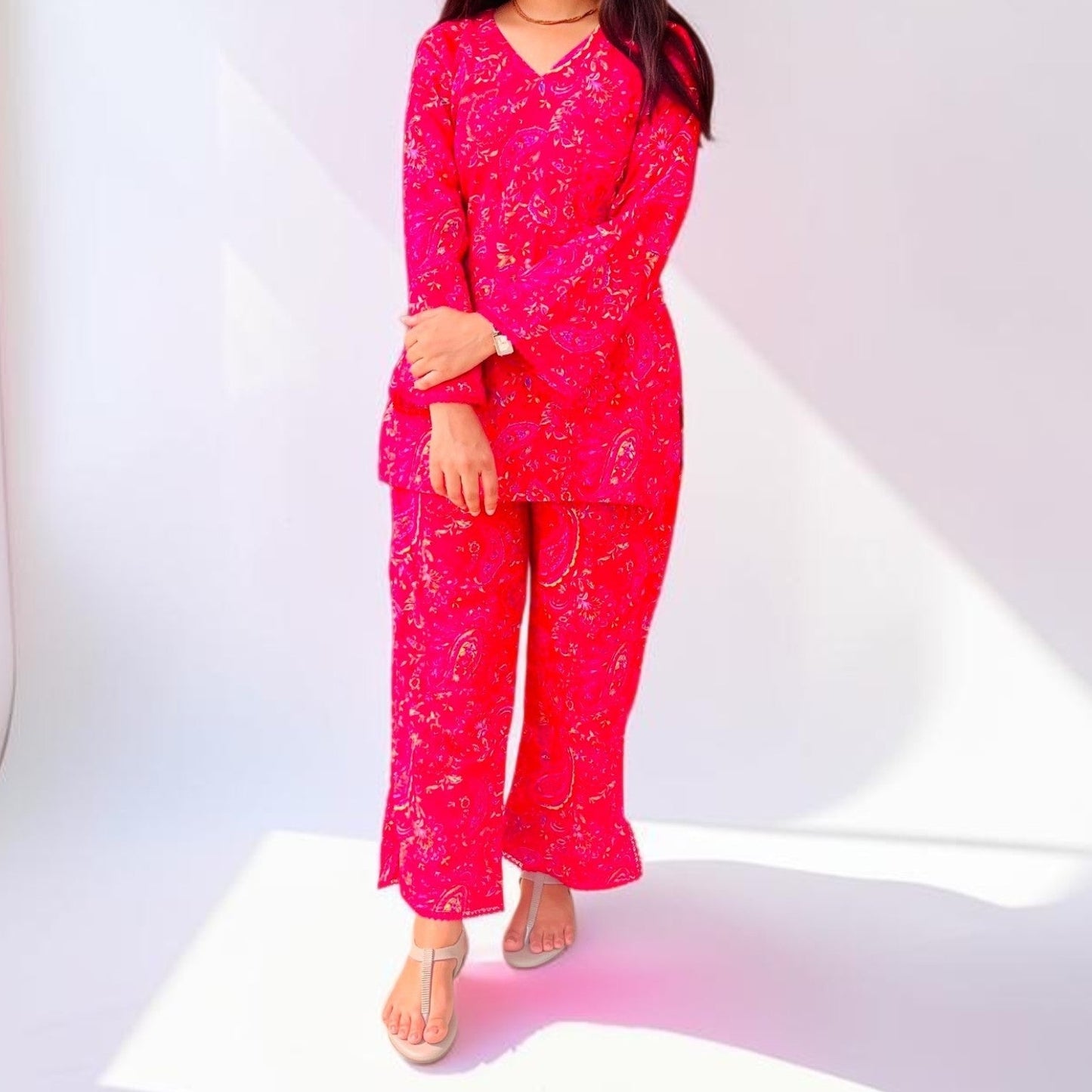 Vibrant Pink Hakoba Co-Ord Set