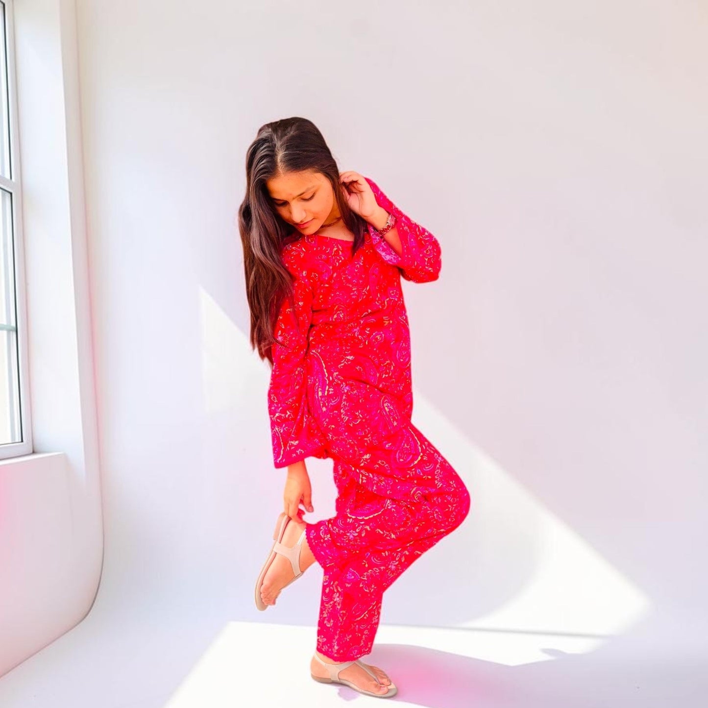 Vibrant Pink Hakoba Co-Ord Set