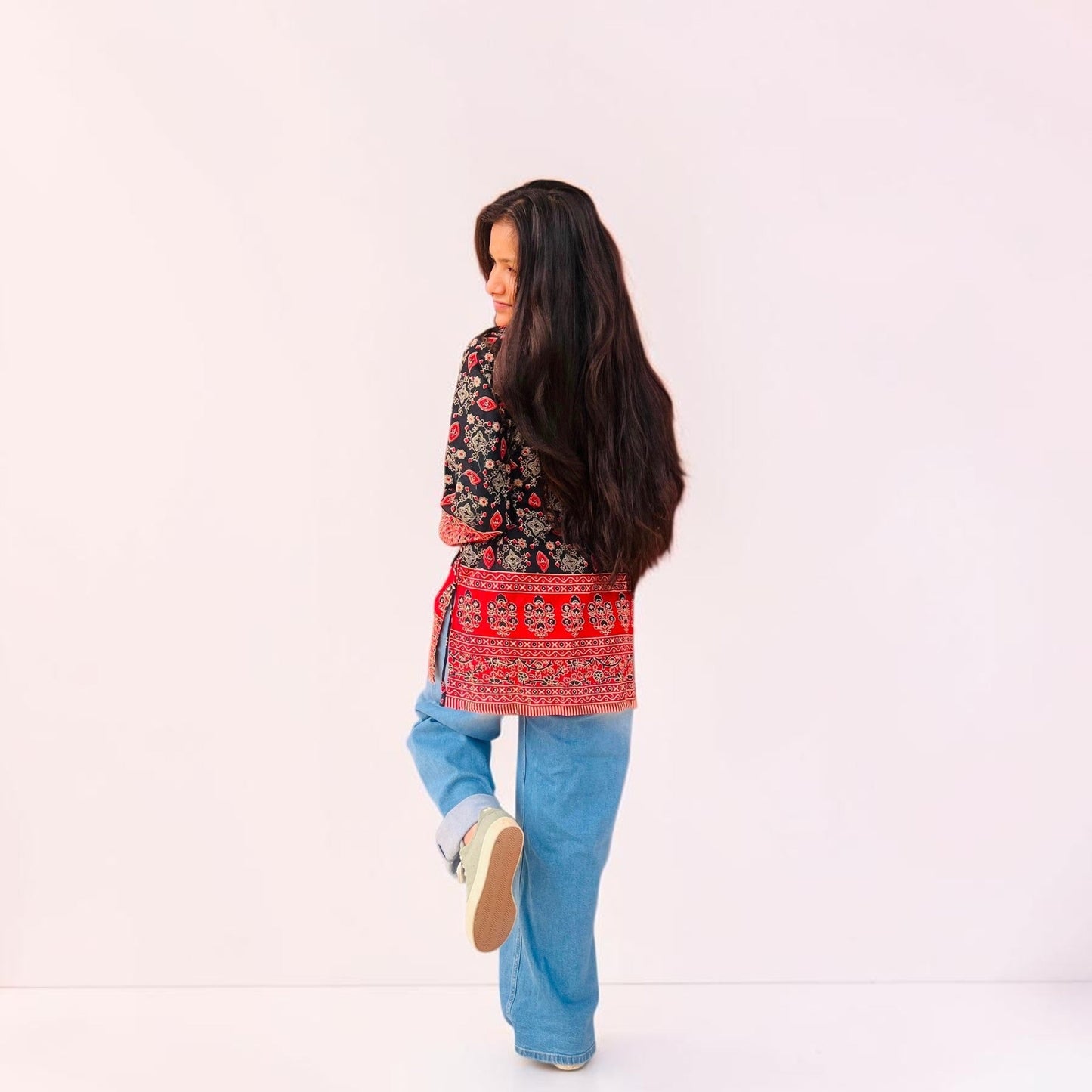 Ethnic Ajrakh Print Cotton Short Kurti