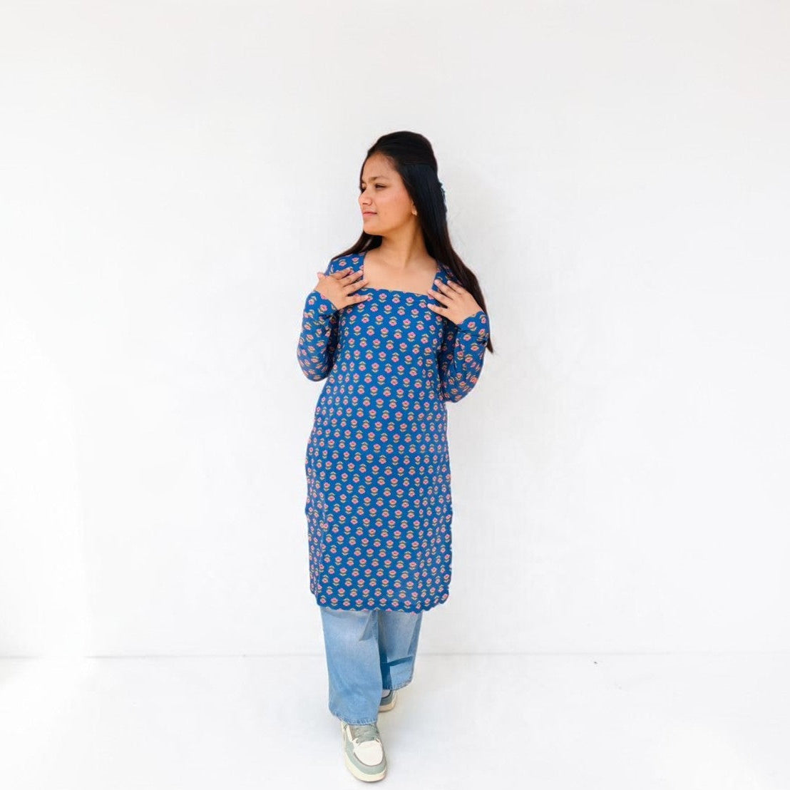 Indigo Blossom Long Kurti