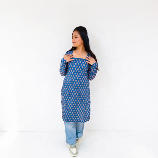 Indigo Blossom Long Kurti