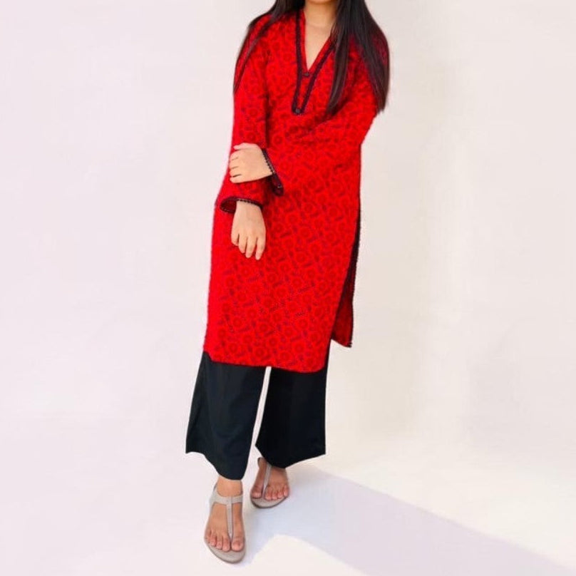 Crimson Bloom Cotton Co-Ord Set