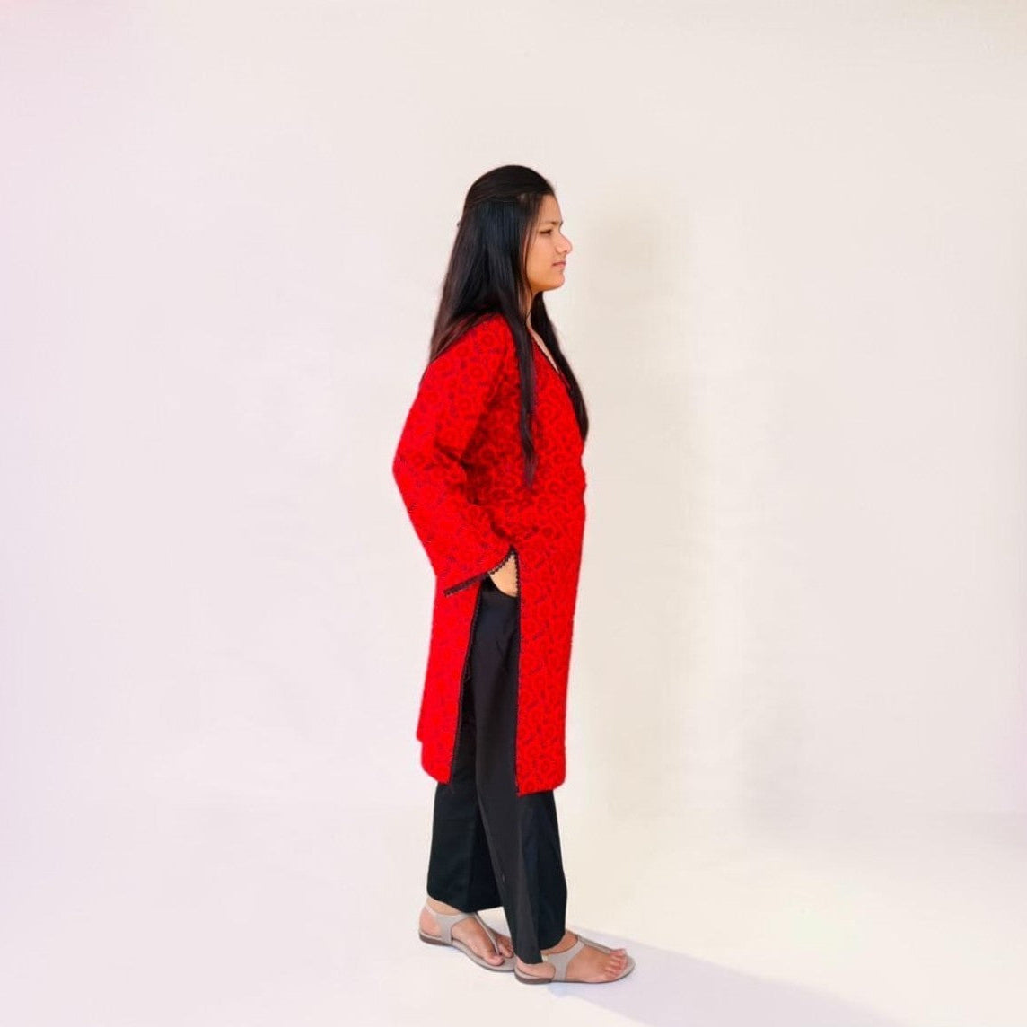 Crimson Bloom Cotton Co-Ord Set
