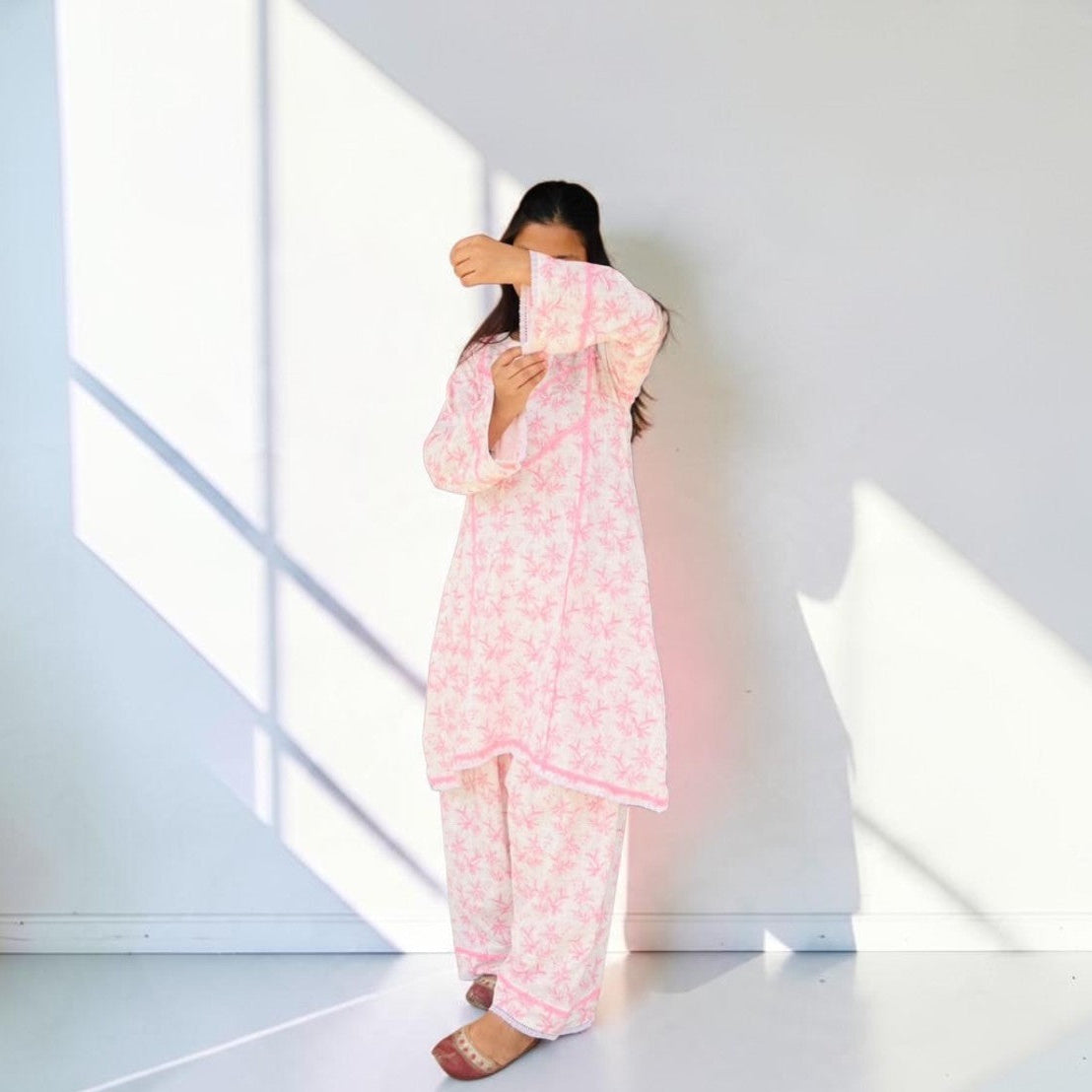 Blossom Pink Linen Farshi Co-Ord Set