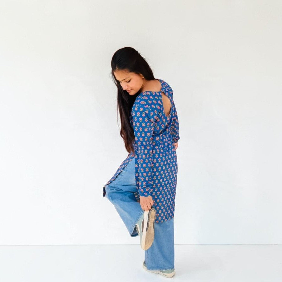 Indigo Blossom Long Kurti