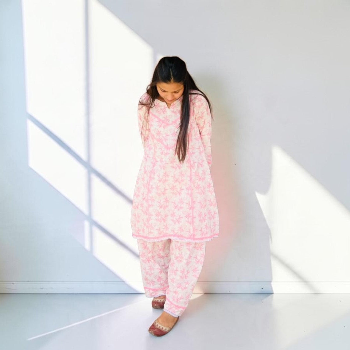 Blossom Pink Linen Farshi Co-Ord Set