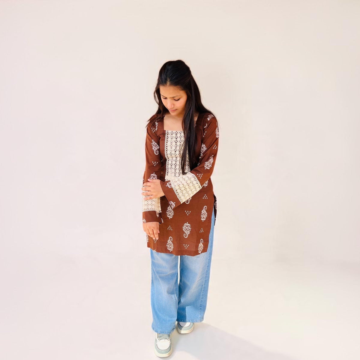 Earthy Bloom Cotton Short Kurti