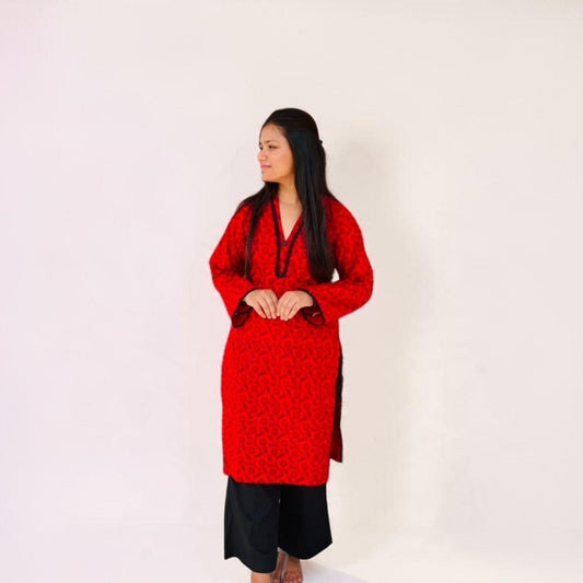 Crimson Bloom Cotton Co-Ord Set