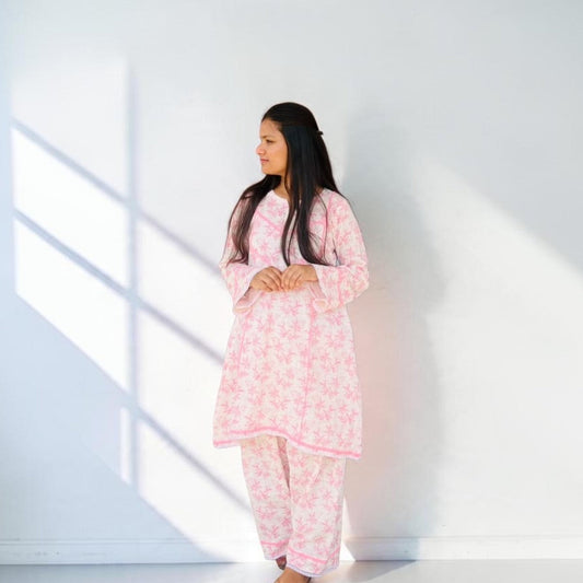 Blossom Pink Linen Farshi Co-Ord Set