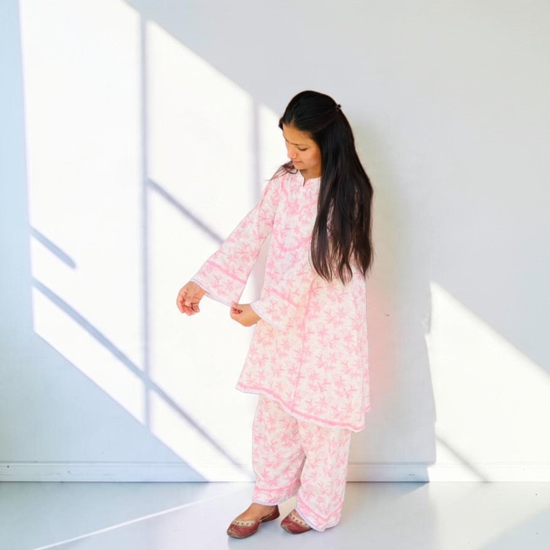 Blossom Pink Linen Farshi Co-Ord Set