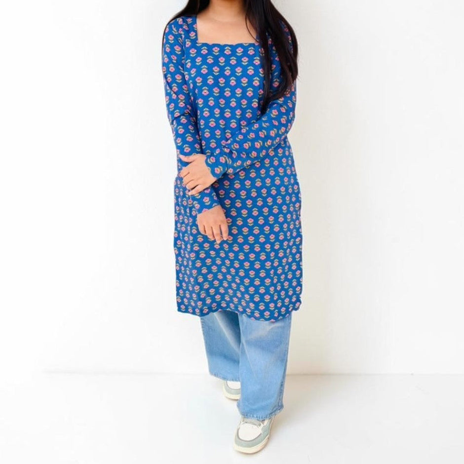 Indigo Blossom Long Kurti