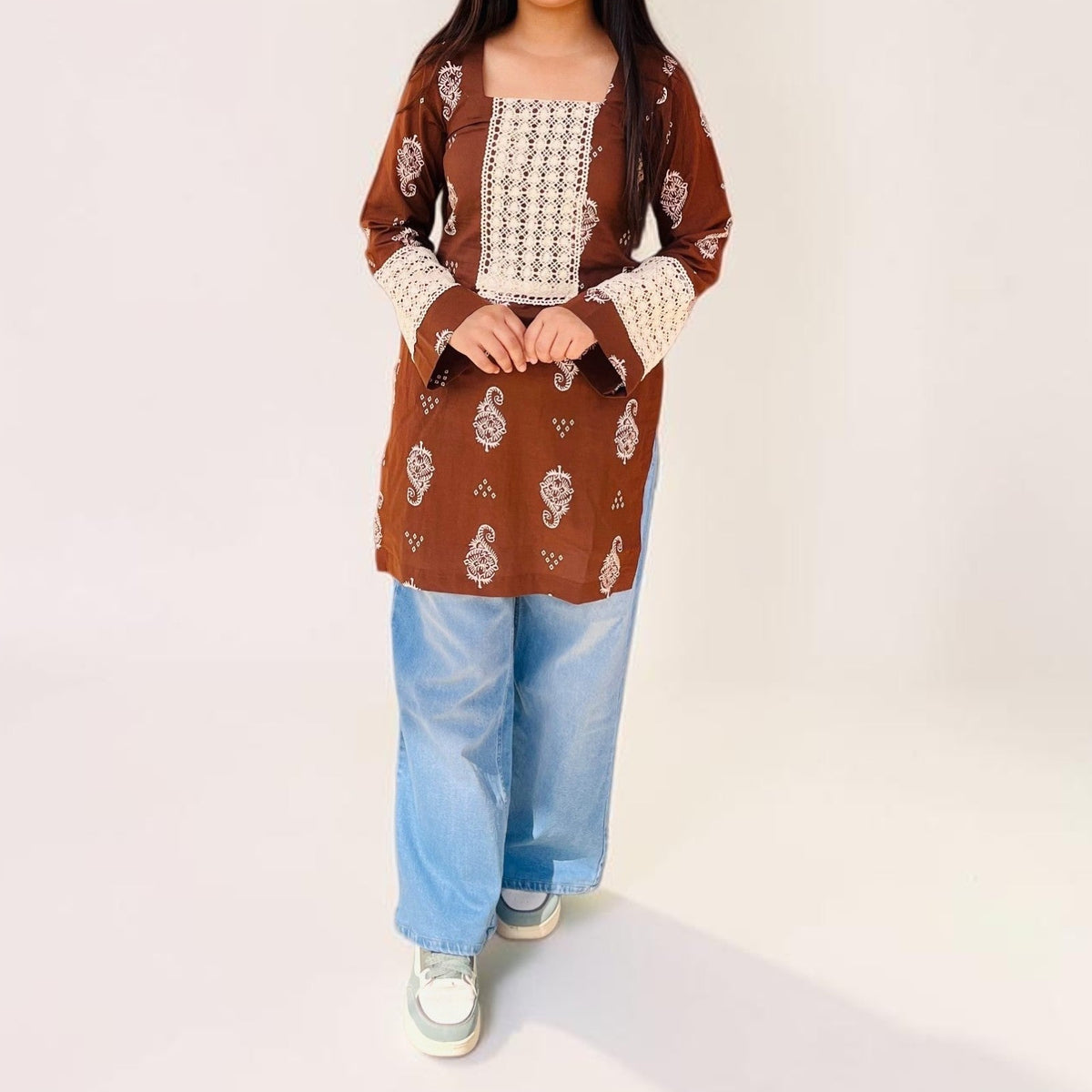 Earthy Bloom Cotton Short Kurti