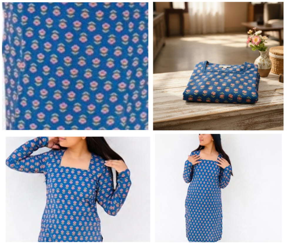 Indigo Blossom Long Kurti