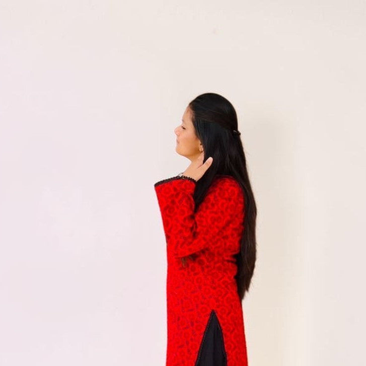 Crimson Bloom Cotton Co-Ord Set
