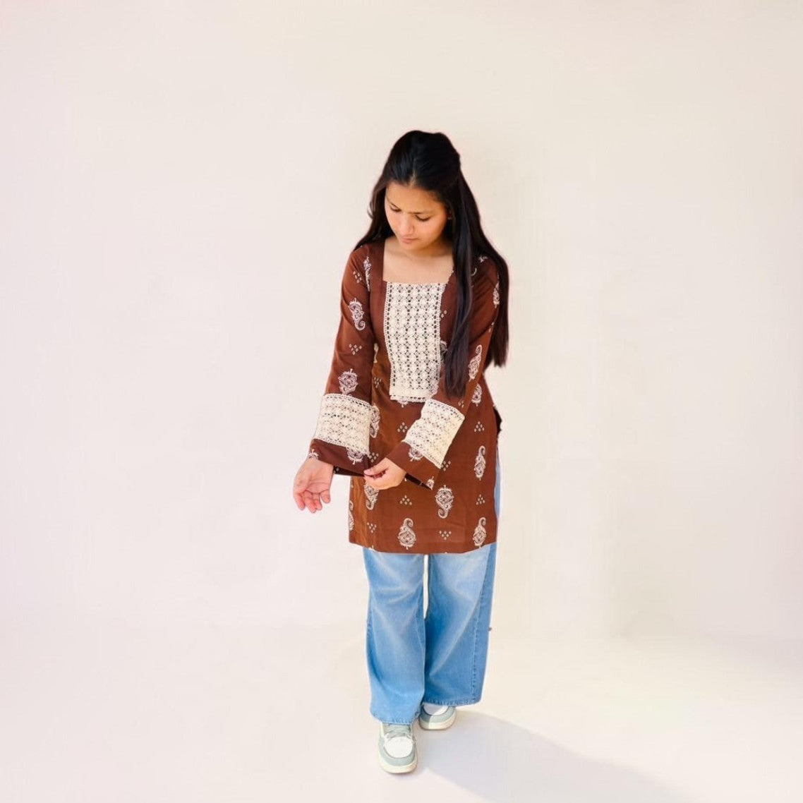 Earthy Bloom Cotton Short Kurti