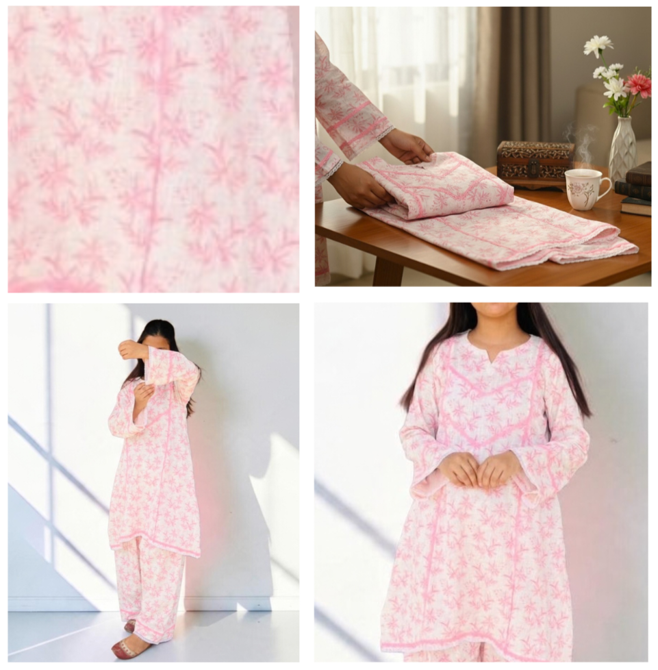 Blossom Pink Linen Farshi Co-Ord Set