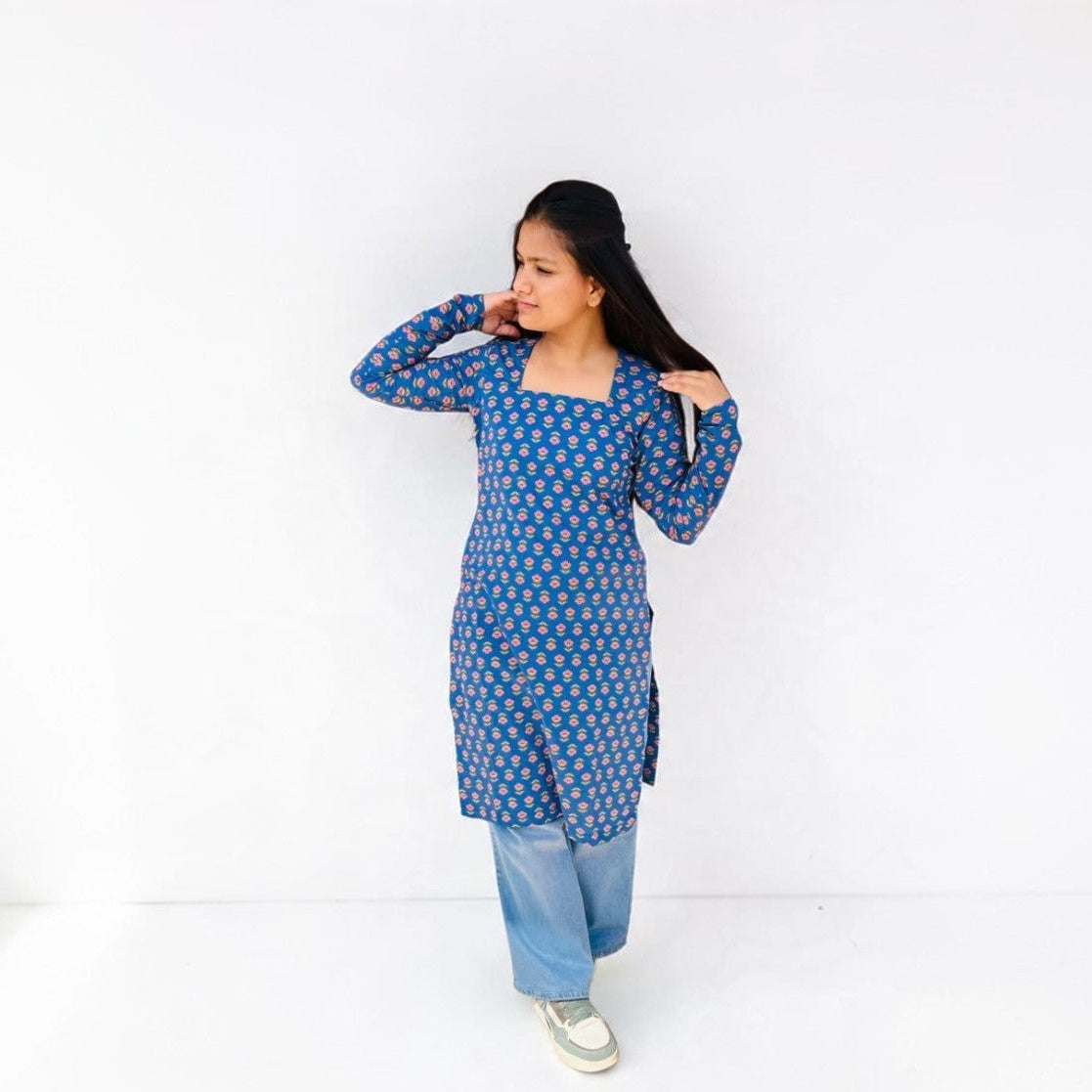 Indigo Blossom Long Kurti