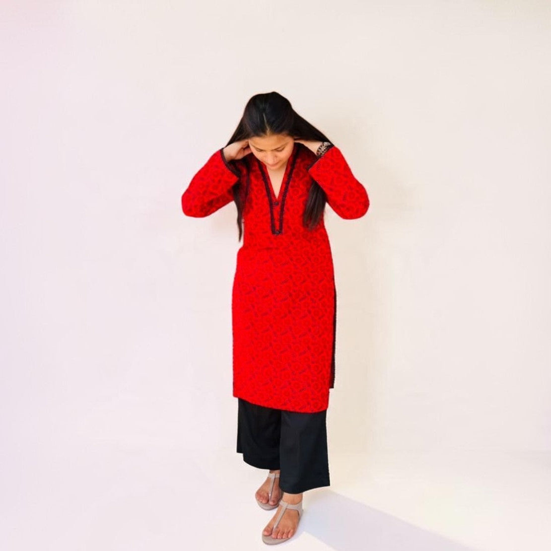 Crimson Bloom Cotton Co-Ord Set